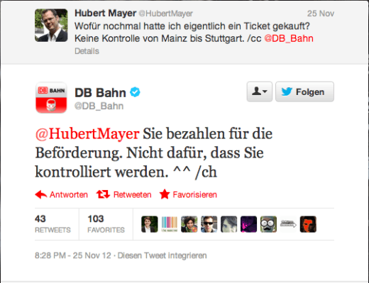 Mein Beginn des Dialoges mit der Bahn