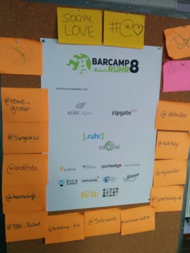 Sponsoren des Barcamp Ruhr 2015 - mit Twitterhandles