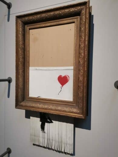 Love in the bin - geshreddertes Banksy Bild in der Staatsgalerie