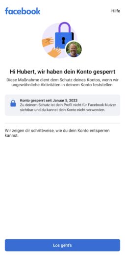Mail von Facebook, mein KOnto sei wegen verdächtiger Aktivitäten wieder gesperrt