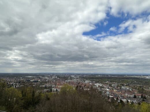 Ausblick vom Turmberg über Durchlach und Karlsruhe