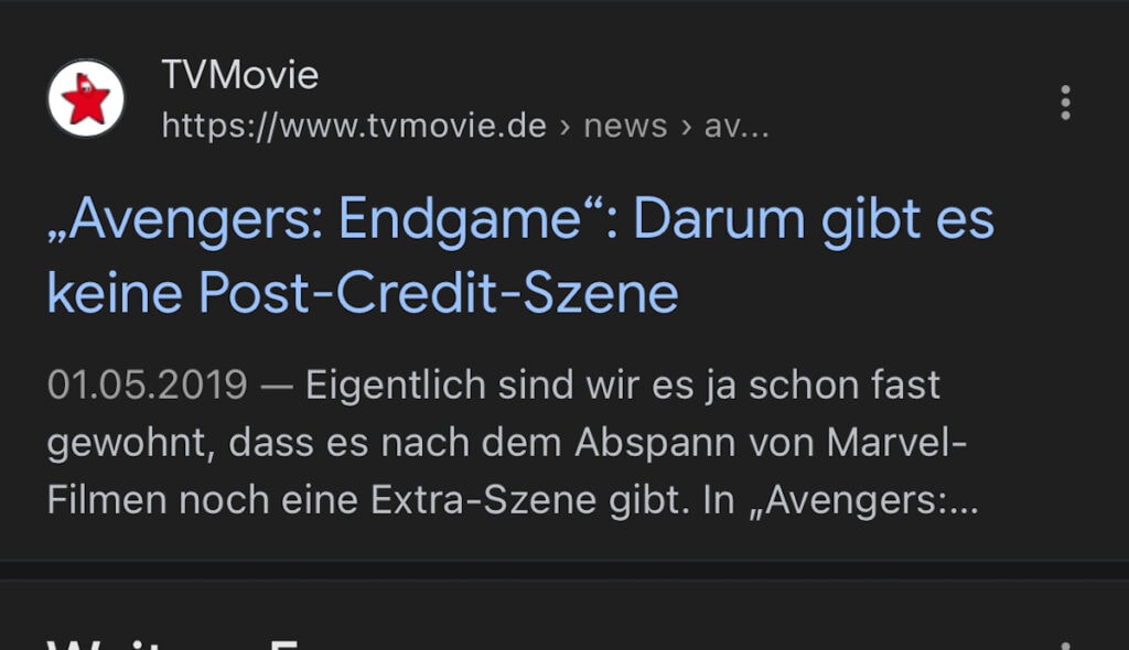 Screenshot: Info, warum es keine Post-Credit-Szene nach "Avengers: Endgame" gibt