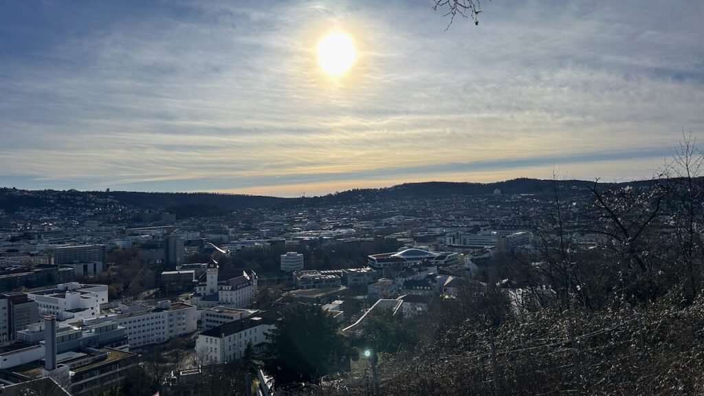 Immer derselbe Blick bei meinen Spaziergängen - mit Sonnenuntergang