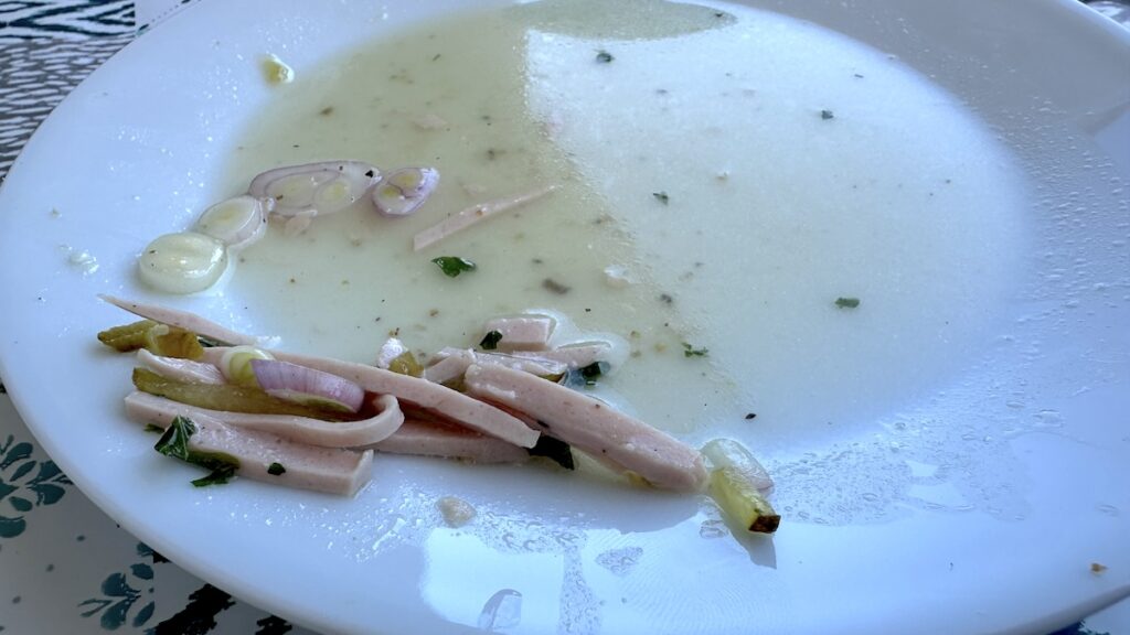 Das war mal ein Wurstsalat... fast leerer Teller mit ein paar wenigen Streifen Lyoner