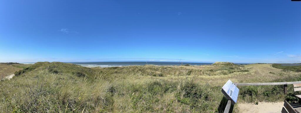 Blick auf Nordsee und Dünen auf der Aussichtsplattform