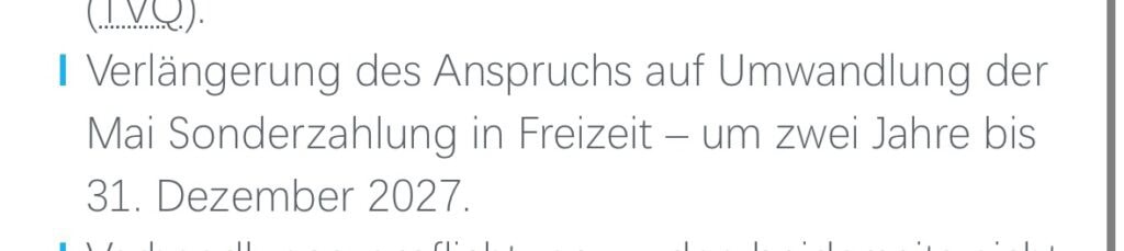 Screenshot mit Anspruch auf Entgeltumwandlung für Freizeit
