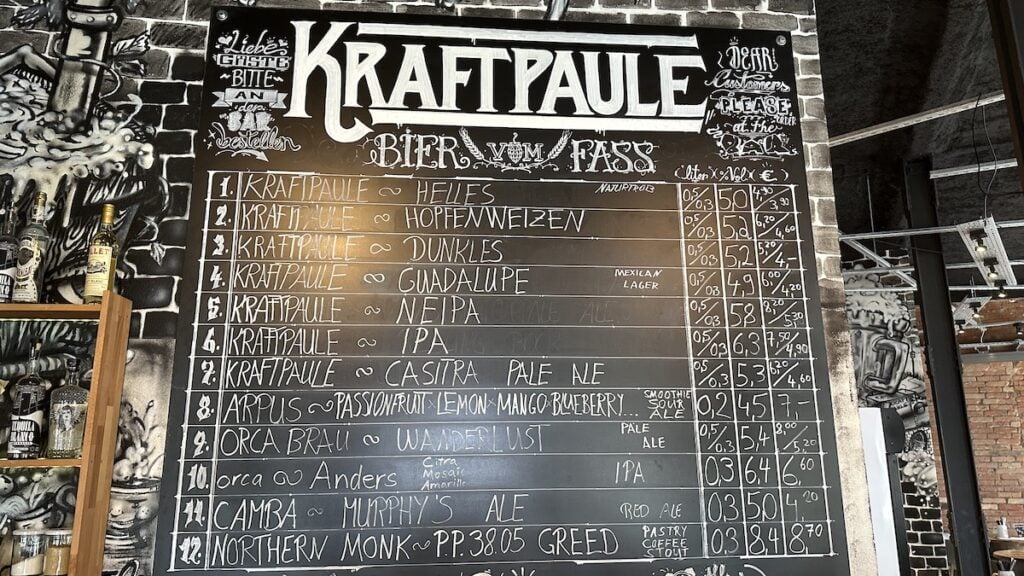 Menükarte der Fassbiere im Kraftpaule am Freitag