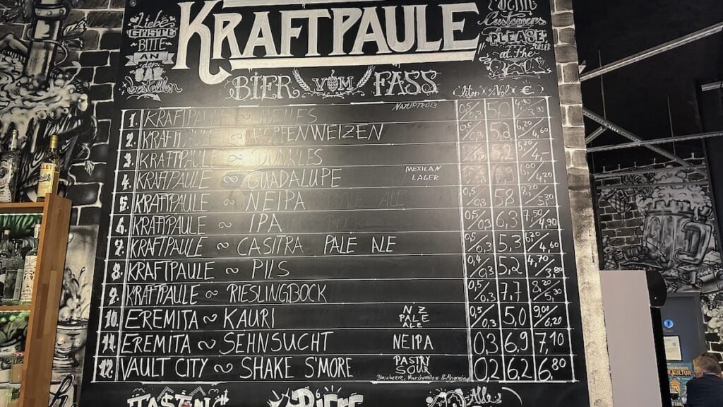 Aktuelle Barkarte "on Tap" im Kraftpaule