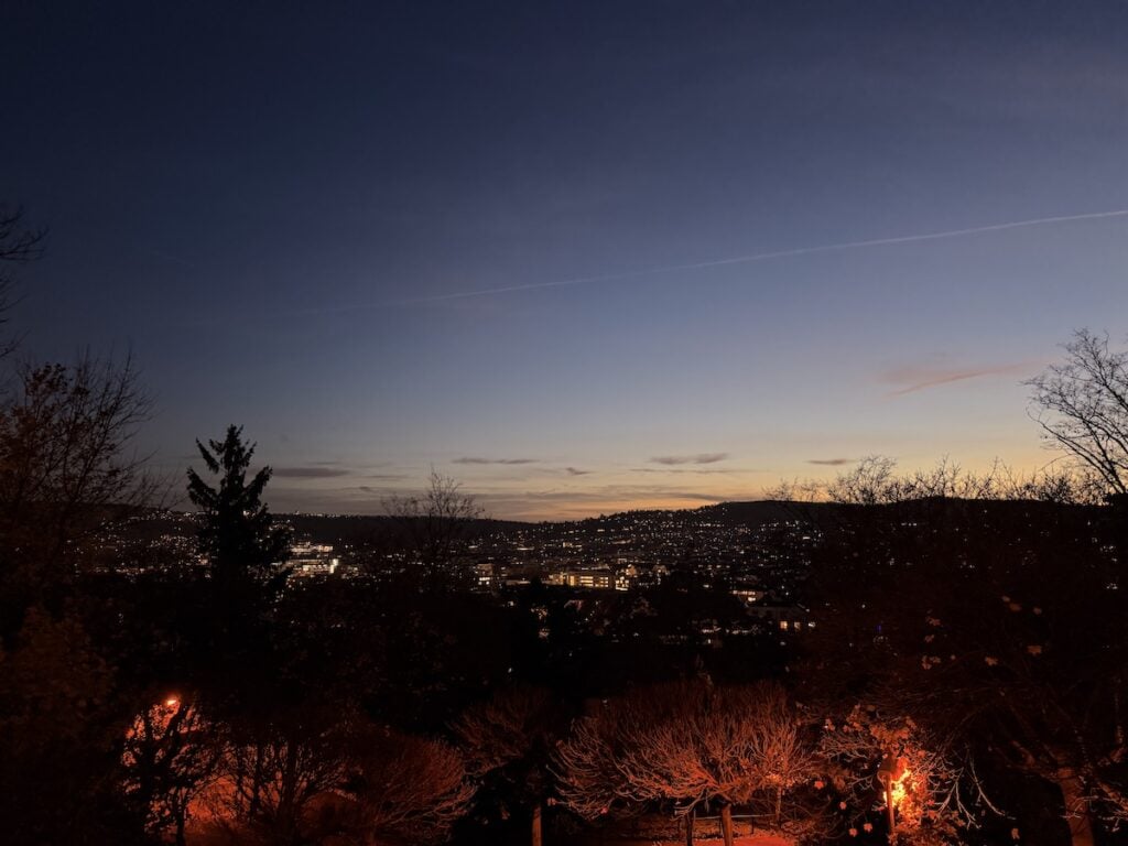 Abendlicher Blick auf Stuttgart