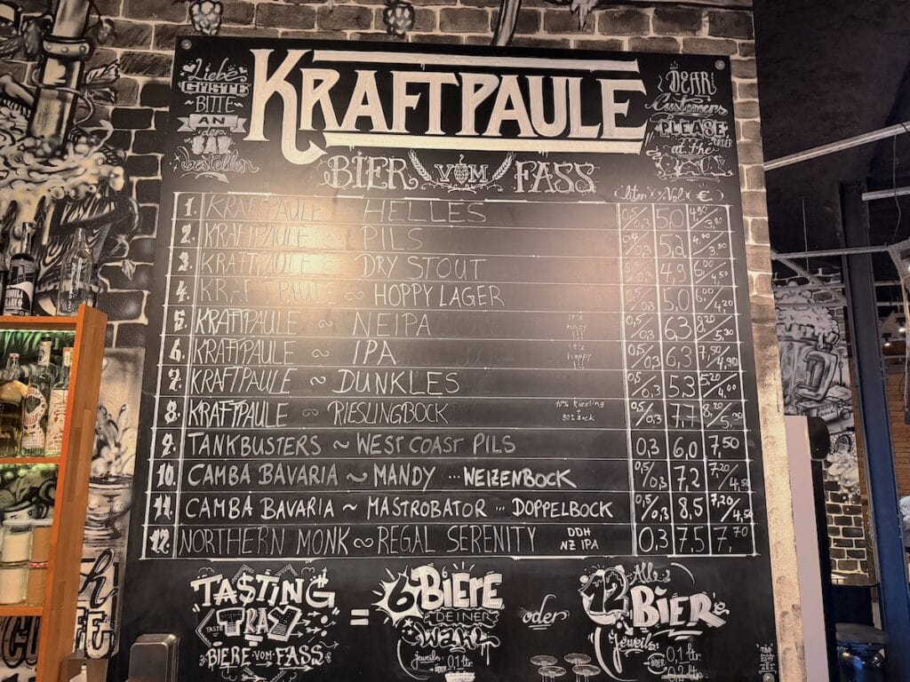 Das On-Tap Menü am Montag im Kraftpaule