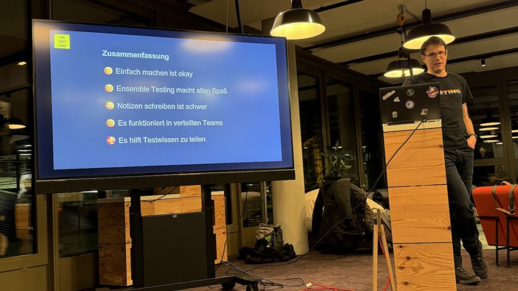 Tobias Geyer war der zweite Vortragende: "Exploratives Ensemble Testing - zwei Jahre später"