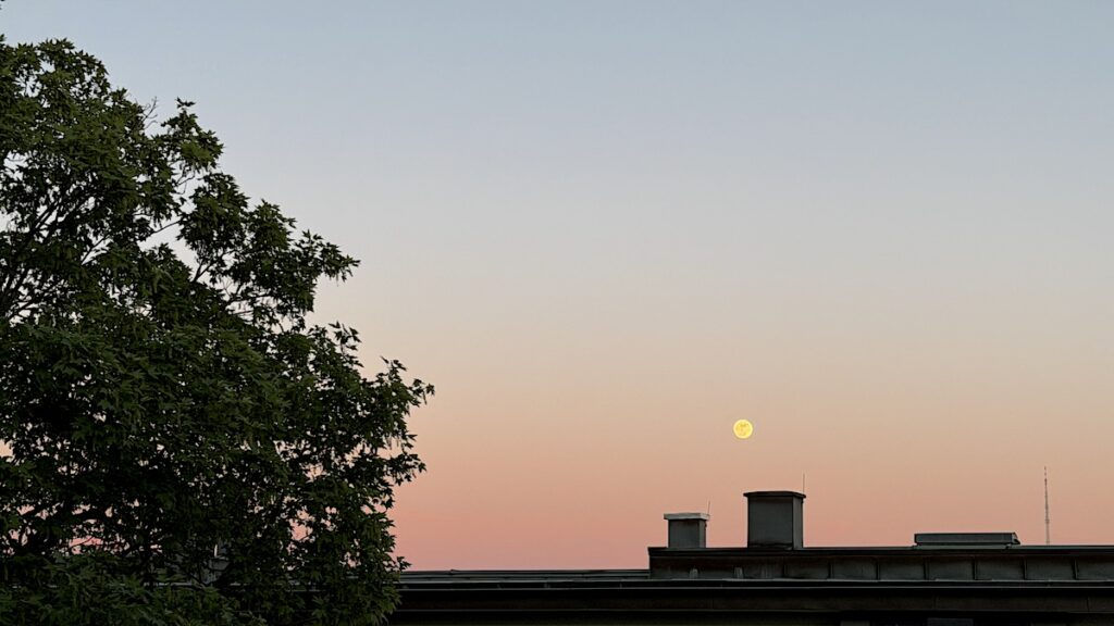 Sonnenuntergang mit Vollmond