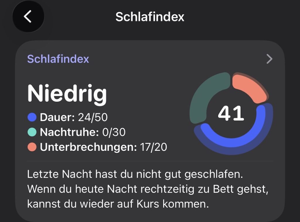Screenshot der Schlaf App von Apple