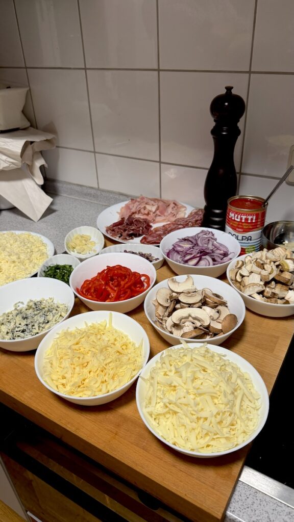 Auswahl für den Pizzabelag